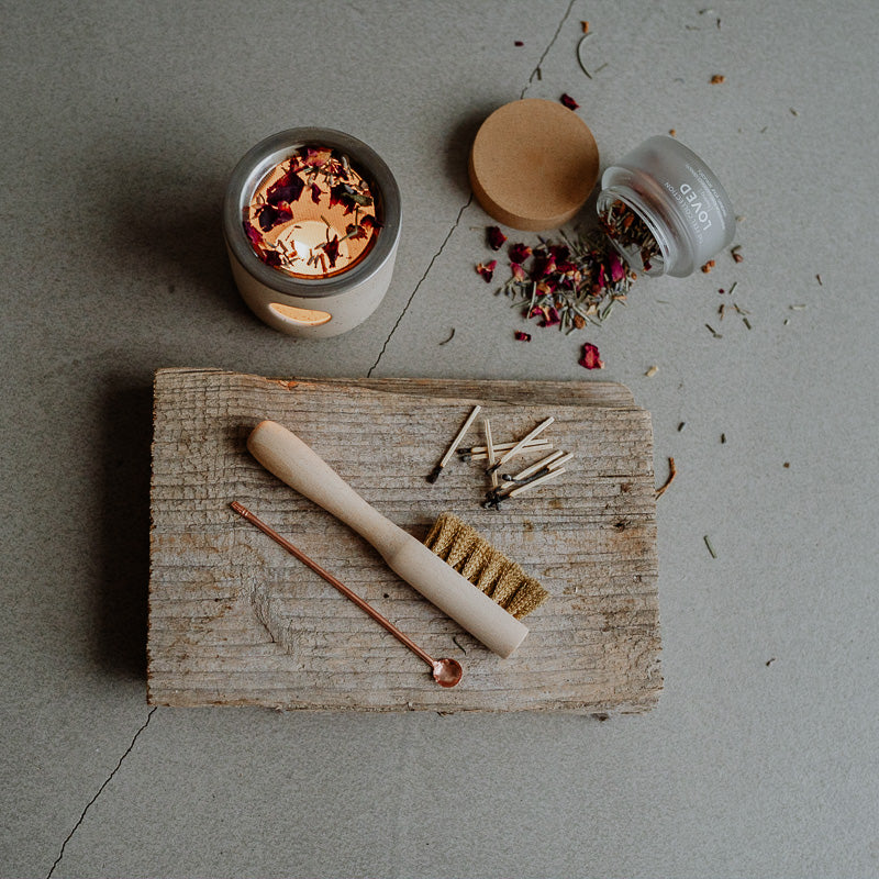 Stövchen Set mit Räuchermischung und Zubehör